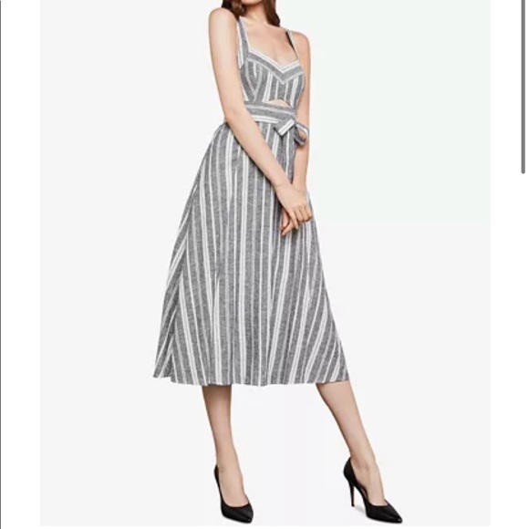BCBGMAXAZRIA Stripe Cutout Midi Dress - Picture 1 of 3